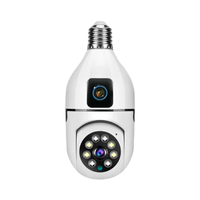 Caméra de sécurité domestique V380 Pro à double objectif, ampoule E27 et lampe WiFi PTZ avec option de stockage de données sur carte mémoire
