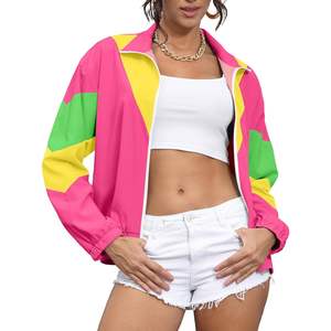 Chaqueta Cortavientos Retro de los 80 para Mujer, Personalizada, con Bloques de Color, Reversible, Estilo Racer, Manga Larga, Abrigo Casual de Primavera - Product Image 5