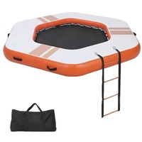 Plateforme flottante gonflable avec trampoline aquatique et auvent, style yacht, pour loisirs en bord de mer, île flottante multi-personnes en PVC