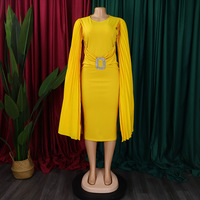 Robes de soirée formelles de dernière génération D412, couleur unie, manches cape enveloppantes, robes de fête pour femmes, grande taille, robe africaine