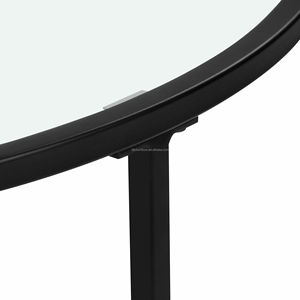 <span class=keywords><strong>Table</strong></span> d'appoint <span class=keywords><strong>ronde</strong></span> facile à assembler en métal <span class=keywords><strong>noir</strong></span> en verre trempé transparent Nid latéral Ensemble de 2 tables basses gigognes - Product Image 5