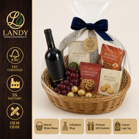 Panier à vin en osier tissé durable de qualité supérieure avec logo personnalisé, panier-cadeau artisanal en osier pour Noël, anniversaire