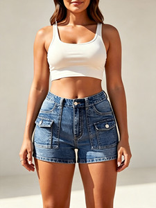 Shorts en jean de style décontracté européen et américain, design ajusté pour femmes, shorts en jean confortables et polyvalents - Product Image 4