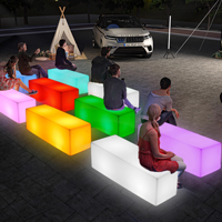 Chaise cube lumineuse moderne d'extérieur, mobilier de salle à manger rustique en plastique pour bar/hôtel/boîte de nuit, chaise de bar d'extérieur, banc lumineux