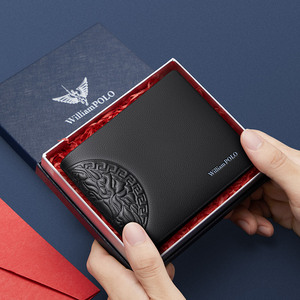 Portafoglio Corto in <span class=keywords><strong>Pelle</strong></span> Nera da Uomo, Elegante e Casual, Porta Carte Sottile, Novità in <span class=keywords><strong>Vendita</strong></span>, Regalo di Compleanno, in Vera <span class=keywords><strong>Pelle</strong></span> Bovina - Product Image 3