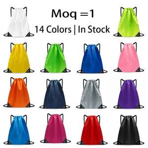 Moq 1 Pc In China Custom Logo Grocery Shopping Polyester Drawstring Christmas Gift <b>Bags</b> - Product Image 1