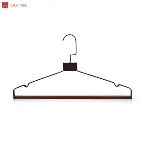 Lavinia metal and wood combination Hanger wide shoulder beech wood iron clothes hanger