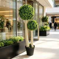 Arbre topiaire artificiel en buis à double boule, fausse sphère verte, plante en pot, pour mariage et remise de diplôme, imperméable et durable