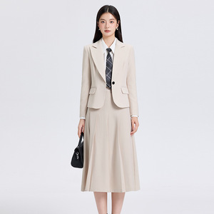 Women's Suit <b>Set</b> Solid Color Anti-Wrinkle Polyester Workwear Professional Attire For <b>Office</b> Commuting Presentations - Product Image 1