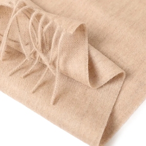 Solid Color Wool Scarf with Custom Logo Hand-Finished Tassels Winter Long Shawl <b>Wrap</b> - Product Image 5