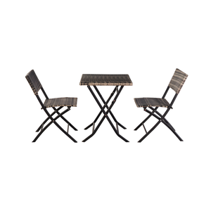 Ensemble bistrot moderne en rotin PE et acier pliable 4 places, table et <span class=keywords><strong>chaises</strong></span> de café d'extérieur pour <span class=keywords><strong>salon</strong></span>, cour, parc, hôtel - Product Image 1