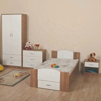 20KAD040 lit en bois blanc pour enfants, ensemble de meubles de chambre à coucher Design Simple pour enfants, meubles de chambre à coucher taille unique pour enfants, 5 pièces