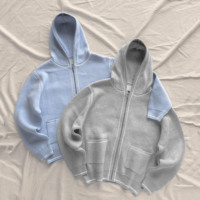 Cardigan à capuche zippé brodé surdimensionné en coton épais de haute qualité pour homme, style streetwear vintage