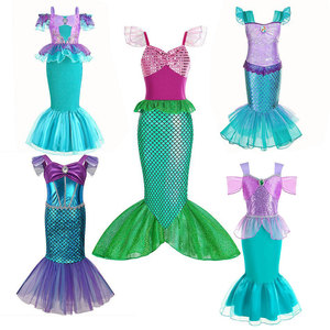 Costume Da Sirena Per Bambine Con Corona E Bacchetta - Vestito Principessa Per Halloween, Compleanno - Foto 12