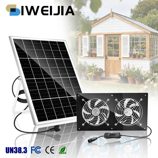 OEM/ODM Waterproof Brushless Solar Powered 2 1 Stainless Steel Wall-Mounted Axial Exhaust Fan Solar Panel Chicken Coop