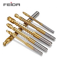FEIDA Lot de 6 forets à scie HSS revêtus de titane, forets de fraisage pour le travail du bois 3mm 4mm 5mm 6mm 6.5mm 8mm