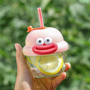 Schattige Mini Ins Stro Glazen Beker Voor Koffie Of Water High-Value Trendy Cartoon Design Voor Koppels - Product Image 6