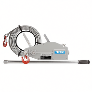 Cabrestante manual Fervi con cable de acero de 1000 kg de capacidad, gancho y manija para elevación de cargas pesadas - Product Image 2
