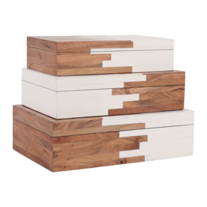 Set di Scatole Decorative Bicolore con Coperchio per Arredamento Casa, Organizzatore per Gioielli e Ricordi, Elegante Set di Contenitori - Product Image 1