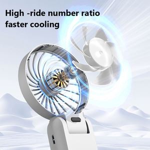 Mini ventilateur portatif pliable à trois vitesses avec crochet, rechargeable par USB, alimenté par batterie, pour usage domestique et extérieur - Product Image 4