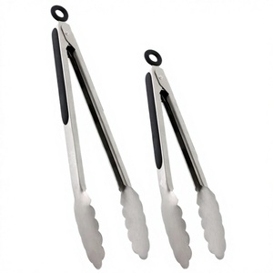HEYI FT-012SL Ensemble de pinces de cuisine en acier inoxydable de 9 et 12 pouces, antidérapantes, verrouillables, pour servir les aliments, 2 pièces, compatibles lave-vaisselle - Product Image 2