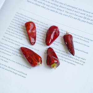 بيع بالجملة ديي صياغة القرط سوار قلادة صنع نبات جاف حقيقي راتنجات الايبوكسي الفلفل الأحمر لتزيين المجوهرات - Product Image 4