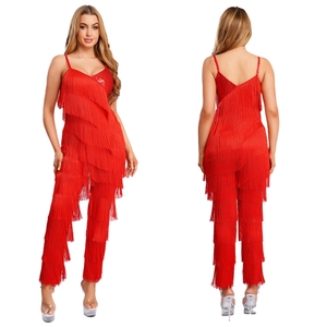 Costumes de danse lyrique pour femmes, combinaison à franges pour danse latine et tango, pantalon long, body, unitard, cha-cha, salsa, compétitions de danse de salon - Product Image 2