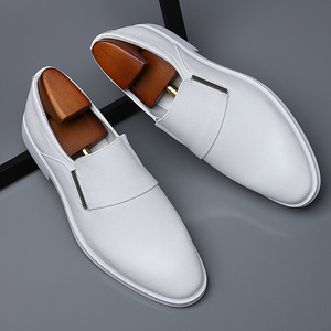 Chaussures en cuir <span class=keywords><strong>blanc</strong></span> pour hommes, respirantes, nouvelle collection printemps 2022, chaussures Derby pour costume, chaussures décontractées britanniques pour hommes - Product Image 4