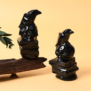 Crânes de Corbeau en Obsidienne Noire Sculptés dans la Pierre Naturelle, Artisanat de Guérison en Cristal, Décoration en Cristal, Vente en Gros - Product Image 5