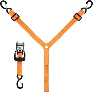 Ratchet Y tali 1.5 inci ban lebar dapat diatur tali pengikat di atas roda dengan 3 klip pengaman kait