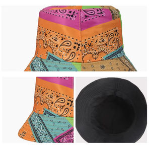 Chapeau Bob Réversible en Jean Imprimé Patchwork Style Hip-Hop Urbain Personnalisé pour Femme, à Large Bord, Tendance, pour l'Extérieur, Vente en Gros - Product Image 4