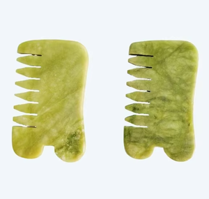 Peigne en jade Xiuyan vert pour le soin du cuir chevelu et le massage de la tête - Product Image 1