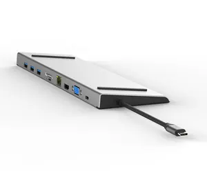 Beliebter USB C Hub 10 in 1 Adapter USB C für Laptop Typ C Multiport RJ45 VGA 10 Ports USB-Anschluss HUB