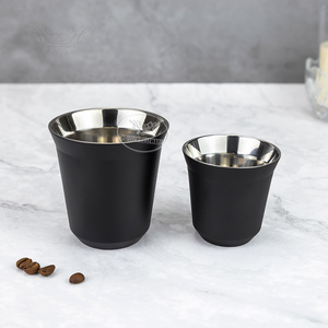 Vente en gros de verre à liqueur Espresso <span class=keywords><strong>Barista</strong></span> 80/160/240ml gobelet à <span class=keywords><strong>double</strong></span> <span class=keywords><strong>paroi</strong></span> en acier inoxydable <span class=keywords><strong>tasse</strong></span> à café pour cappuccino latte - Product Image 1