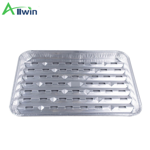 Cestas de aluminio perforadas para asar carne, paquete de 20, 13 <span class=keywords><strong>x</strong></span> 8.6 pulgadas, bandejas desechables de papel de aluminio de grado alimenticio para barbacoa - Product Image 2