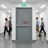 Porte coupe-feu Yonking UL 90 minutes en acier inoxydable, porte coupe-feu simple FD60 de 45 mm avec barre anti-panique