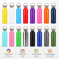 Bouteille d'eau isotherme en acier inoxydable à col étroit, format slim, pour porte-gobelet de voiture, 500ml 750ml 1000ml, vente en gros OEM