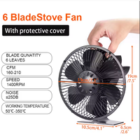 Ventilateur de cheminée thermique à 6 pales alimenté par la chaleur pour poêles à granulés et poêles à bois