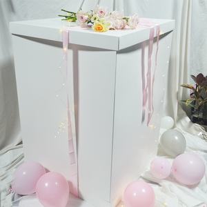 Scatola Regalo Sorpresa Extra Large 70x70x100cm Fai-da-Te con Laminazione Opaca per Feste di Compleanno, Proposte di Matrimonio, Anniversari, Bianco Nero Rosa - Product Image 5