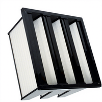 Penjualan Panas Filter Hepa H13 592x592x292 490x490x292 Filter Udara V Bank dengan Karbon Aktif untuk Pertanian Bahan Kertas Harga Bagus