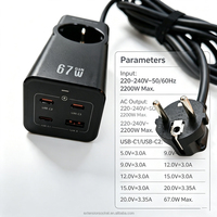 Multiprise USB-C GaN 67W à charge rapide, directement de l'usine UE, pour MacBook Air, chargeur Dell et utilisation multi-appareils au bureau/à la maison