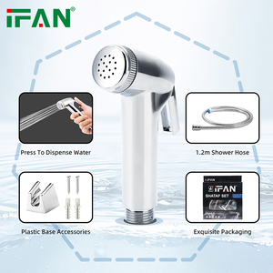 Ensemble de douchette IFAN, insert en laiton, <span class=keywords><strong>double</strong></span> boucle, chromé, tuyau en EPDM, douchette manuelle pour toilettes, bidet, ensemble complet - Product Image 4