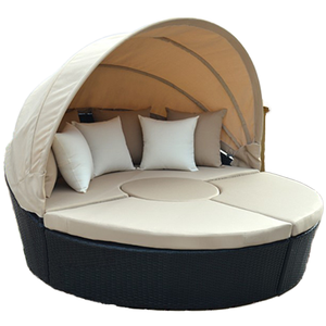 Modern Leisure Garden Courtyard Patio Balcony Outdoor <b>Furniture</b> Sets Rattan Round Lounge Sofa Beds -Canopy Hotel Villa - Product Image 1