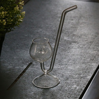 Verre à cocktail fantaisie en forme de tuyau avec paille intégrée, gobelet en verre soufflé à la main transparent pour bar et club