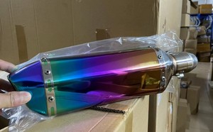 Tuyau d'échappement modifié pour moto, petit échappement hexagonal, <span class=keywords><strong>Scorpion</strong></span> en acier inoxydable, double demi-bleu, petit hexagonal - Product Image 5