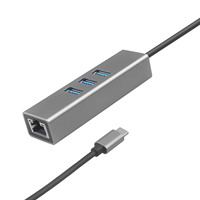 Adaptador de Tarjeta de Red Ethernet USB 3.0 a Gigabit RJ45 con HUB USB 3.0 para MAC, PC, Laptop y Notebook