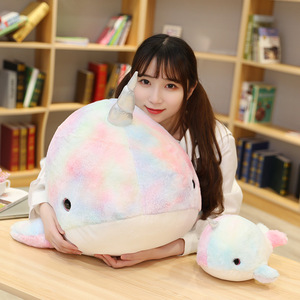Arcobaleno narvalo giocattoli di peluche animali marini gettare cuscini pesci balena bambole di animali imbottite letto grande giocattolo per dormire acquario regalo - Product Image 4