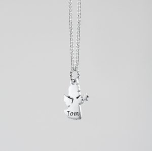 Ispire in acciaio inox 18k placcato oro piccolo angelo <span class=keywords><strong>collana</strong></span> gioielli in bianco personalizzato inciso collane per la festa della mamma ragazza regalo - Product Image 3