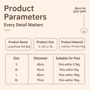 JZ OEM kabarık yuvarlak Pet yatak PP pamuk yükseltilmiş jant çevre dostu kaymaz tabanı ile dolu kediler ve köpekler için çeşitli boyutları renkler - Product Image 5