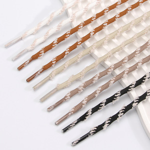 Lacets plats en polyester épais de 5 mm pour bottes Martin, chaussures de randonnée en plein air, design à motifs noir et blanc - Product Image 3